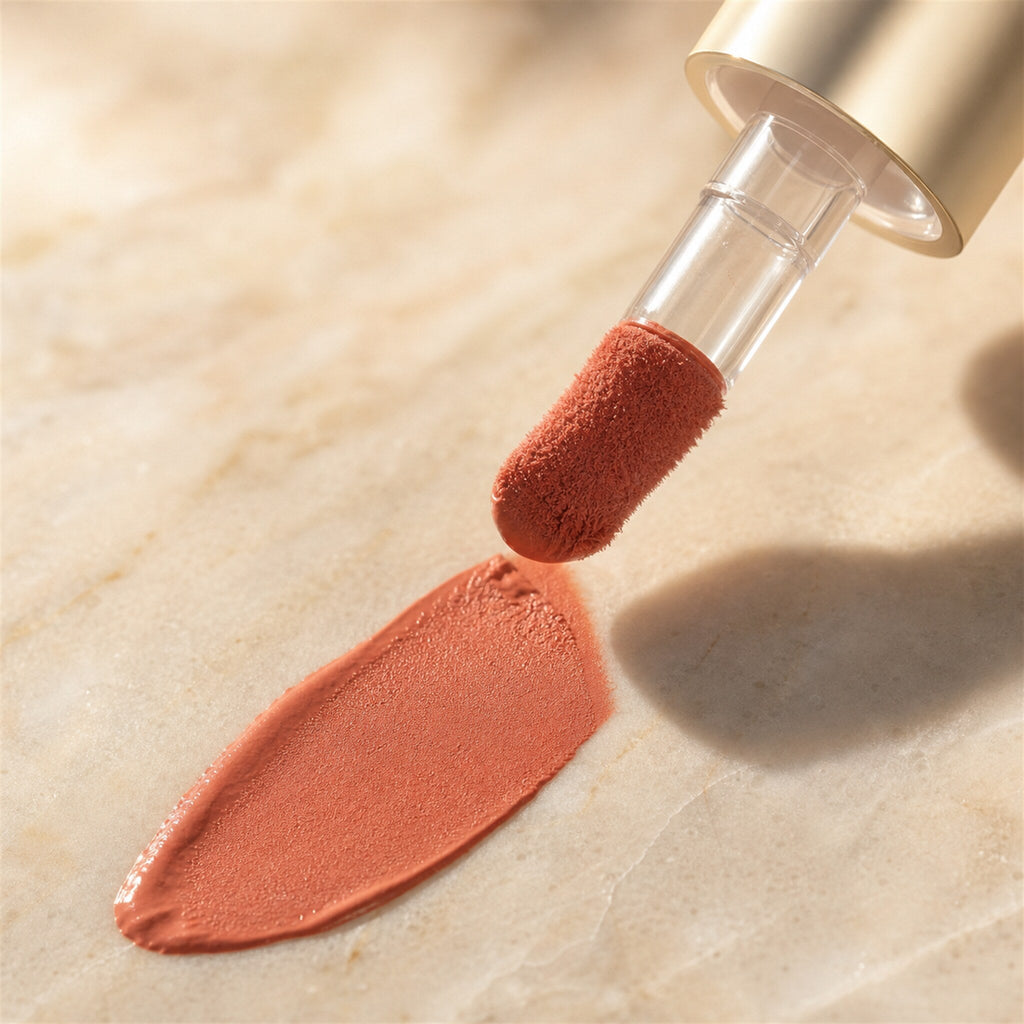 Golden Hour doe-foot applicator and velvet swatch macro
