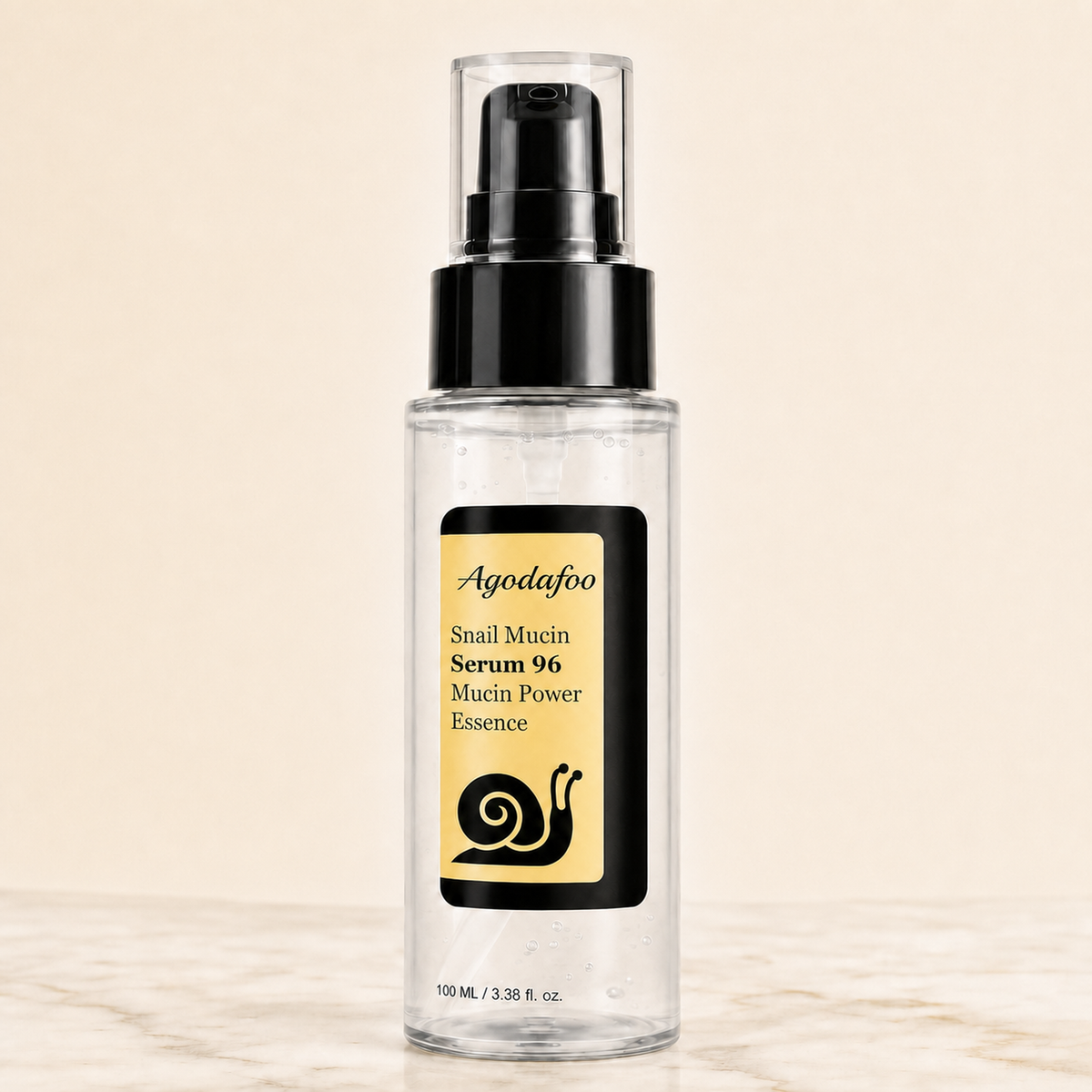 Living Waters snail mucin essence bottle — neutral studio hero