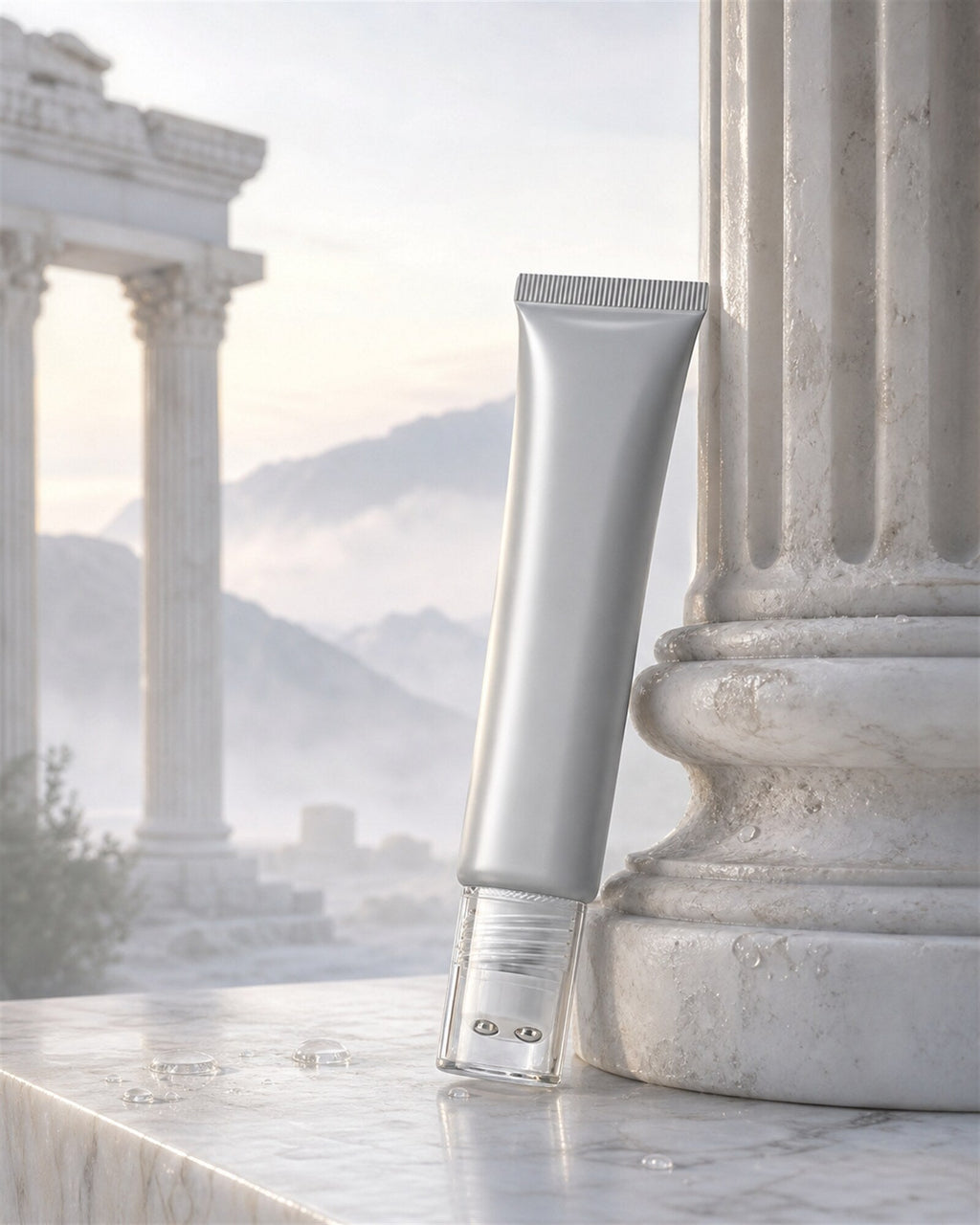 Morning Mist among temple ruins at dawn