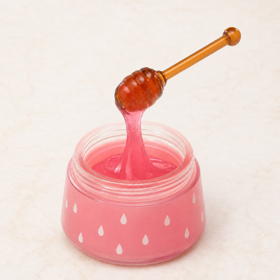 Night Bloom balm texture with wooden dipper macro