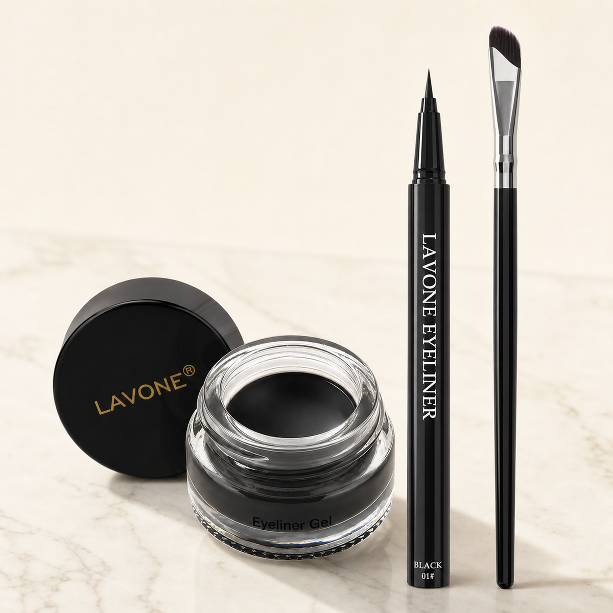Obsidian Ink liner trio — gel pot, liquid pen and angled brush