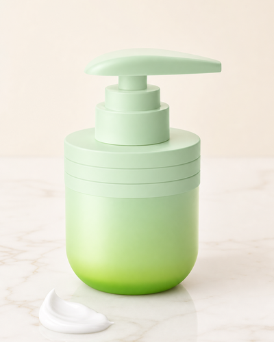 Pillar of Grace pump jar with cream swatch