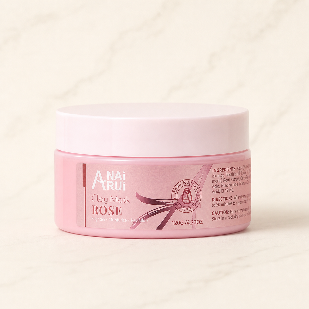 Rose of Sharon pink clay mask jar — neutral studio hero