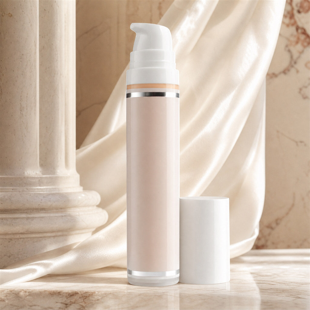 Velaire silk veil foundation bottle with draped silk and marble