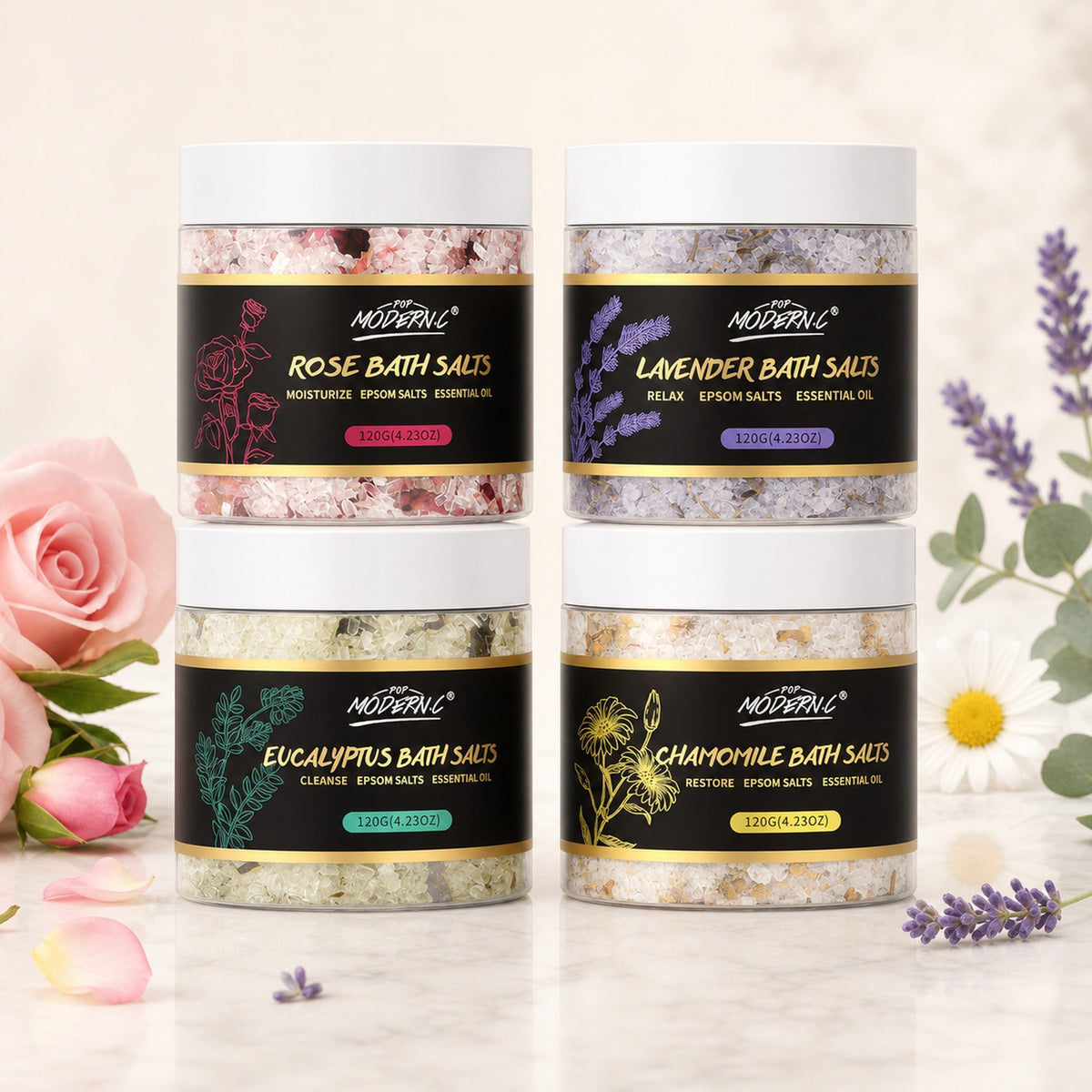 Waters of Rest – Botanical Bath Salt Quartet
